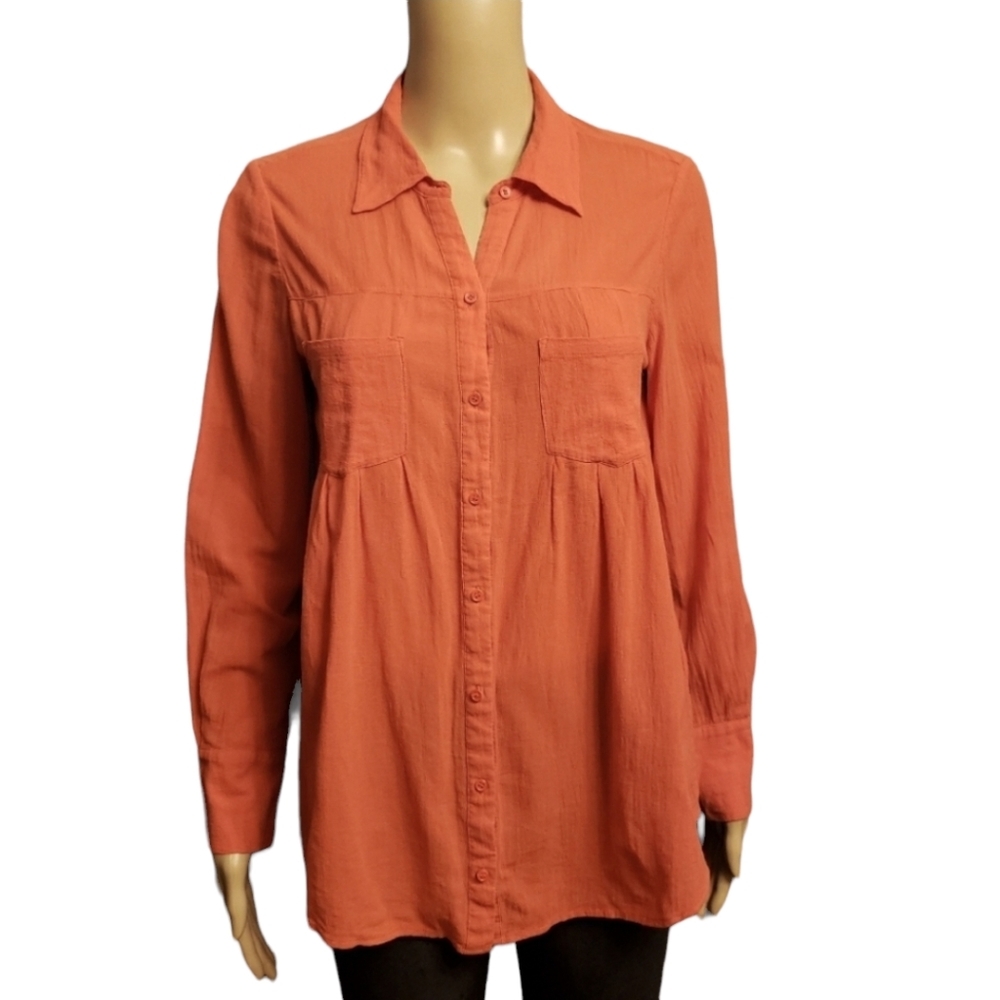 Joie Coral Button Down Blouse Size S